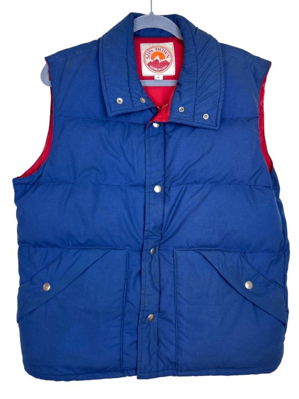 Vintage Sun Down Puffer Sz M Vest USA Made Hiking Gorpcore Snap Pocket Outdoo